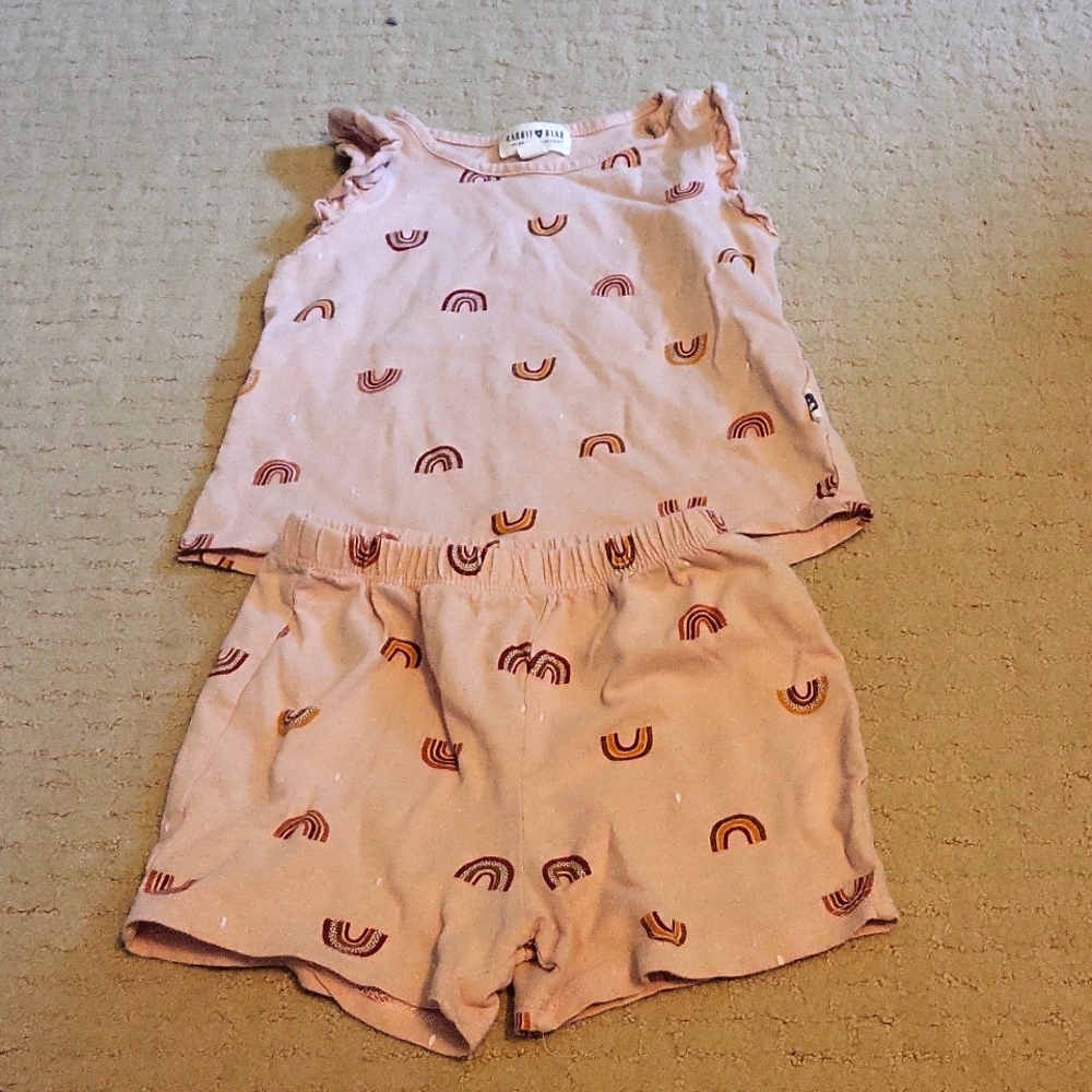 🌱Rabbit & Bear Rainbow Outfit Set 3T